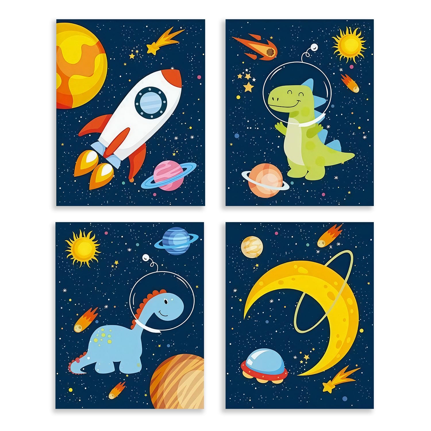 Posters Dinosaures Pour Enfant – Lot De 4 Affiches 20x25 Cm Sans Cadre – Décoration Chambre Bébé Garçon - 9
