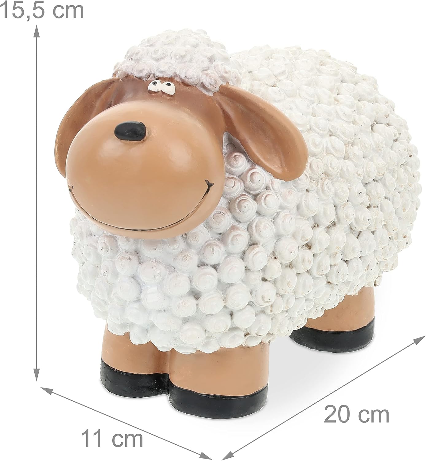 Relaxdays Garden Decoration Sculpture Sheep HWD: 15.5x20x11 cm, Weatherproof,, for Indoors and Outside, White