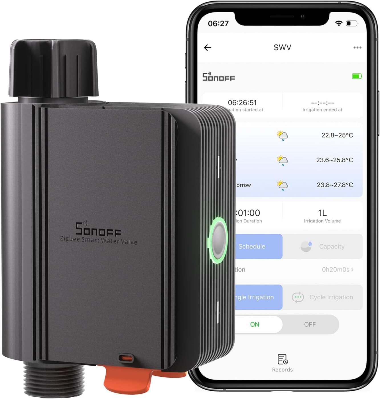 Sonoff Smart Irrigation Computer, App-Controlled Automatic Irrigation System with Schedule and Quantity Control, Requires Zigbee 3.0 Hub, Compatible with Amazon Alexa and Home Assistant