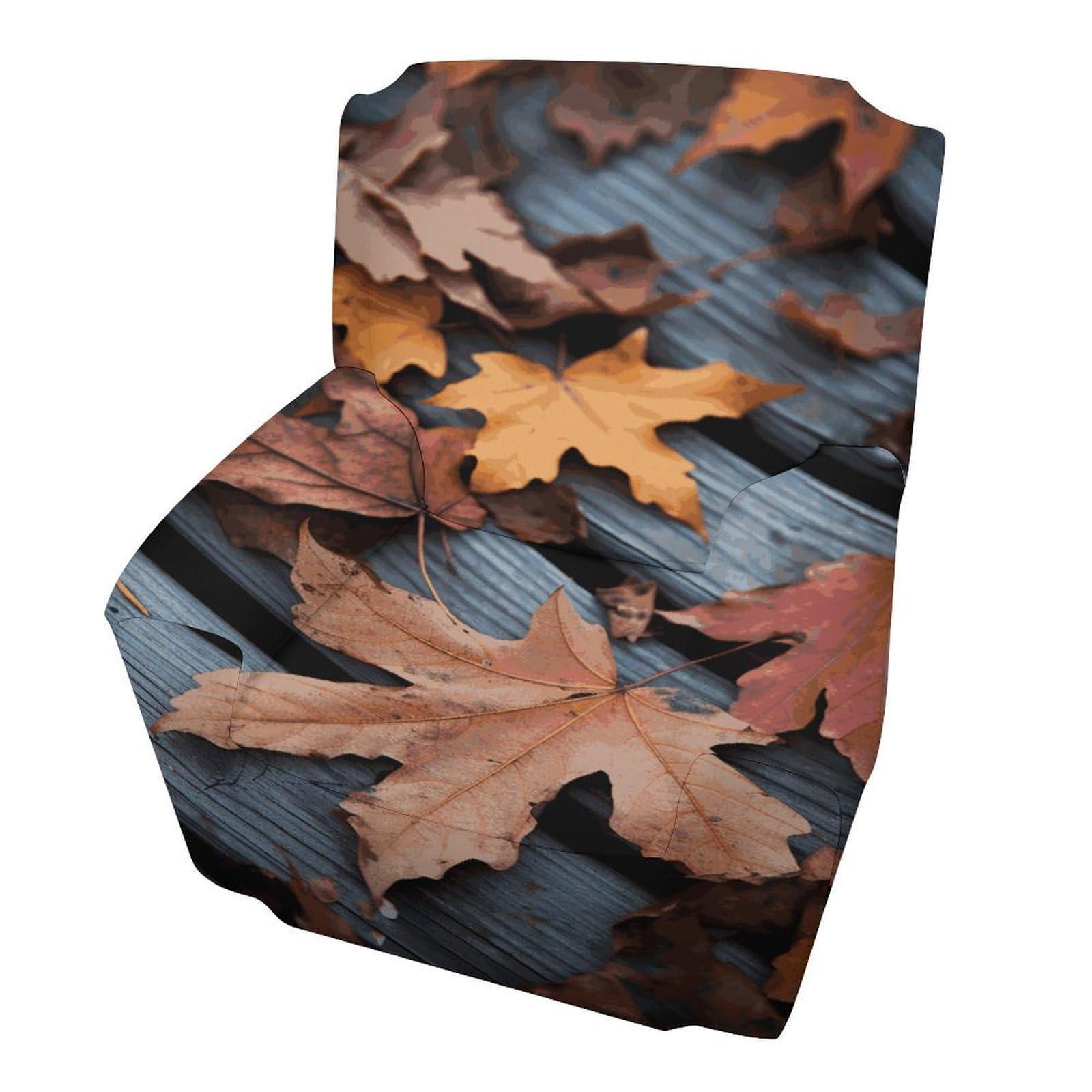 Fodpand Style Fall Leaves Wood Sofa Cover Soft 1 Seater Sofa Slipcover For Pets Washable,Couch Cover With Elastic Straps Furniture Protector