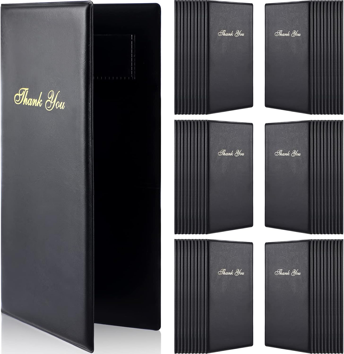CHENGU 30 Packs Restaurant Check Presenters Guest Check Card Holder Black with Gold Thank You Imprint Restaurant Bill Book Holder Customer for Restaurants Cafe Eatery 11 x 4.7 x 0.08 Inch