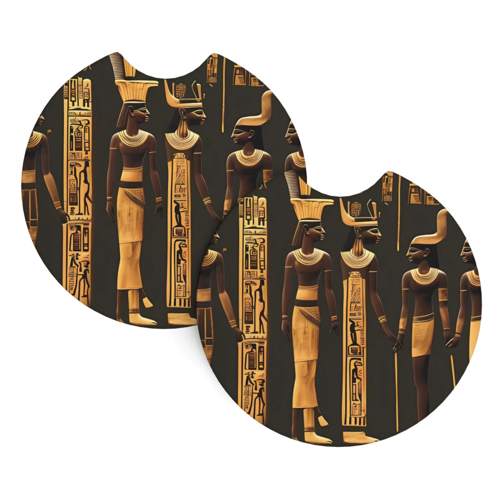 2 Pack Car Coaster for Cup Holders Ancient Egyptian Hieroglyph Car Cup Coaster 2.7" Neoprene Non-Slip Automotive Cup Mat Universal Auto Car Interior Accessories for Women Men Cup Pad