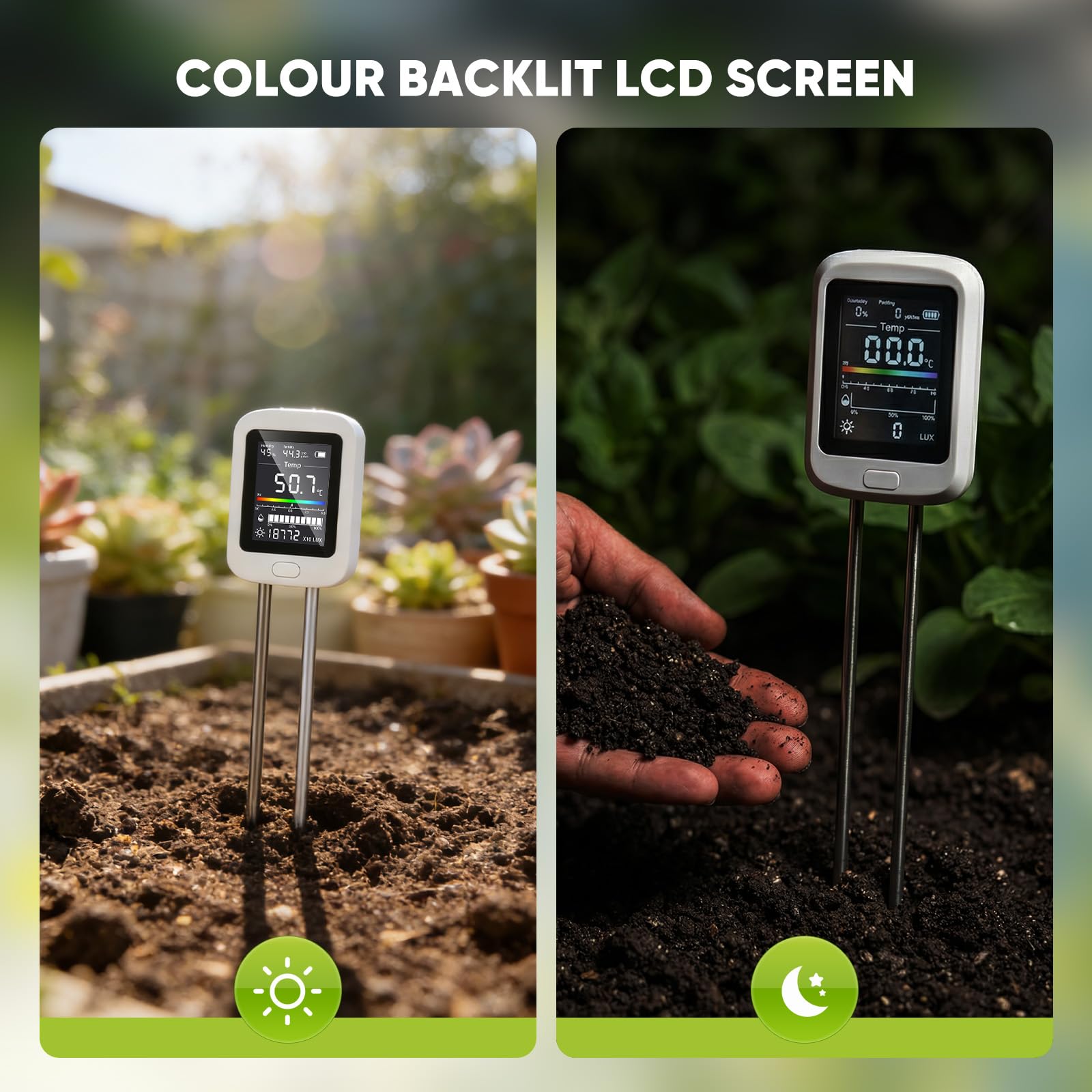6-en-1 mesureur de sol avec Type-C, mesureur d’humidité pour plantes, capteur d’humidité du sol, mesureur de pH du sol, hygromètre pour plantes et testeur de sol pour pelouse, jardin et plantes en pot