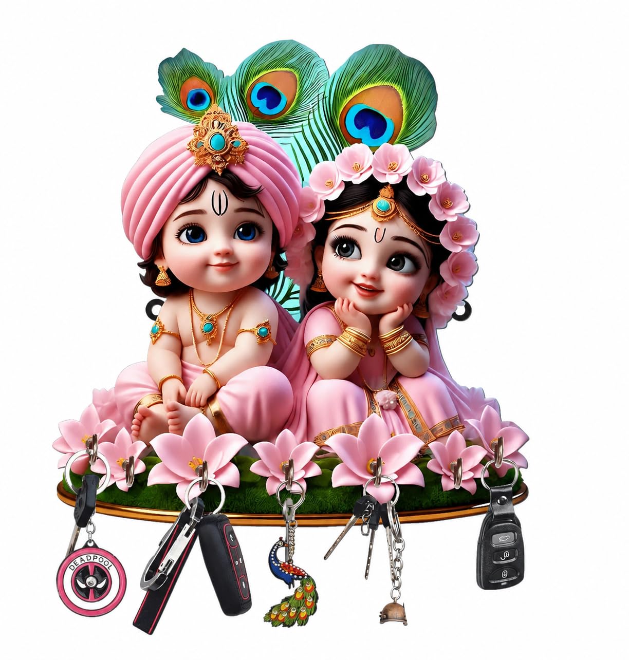 Krishna Key Holder - Handmade Wooden Wall Decor -10