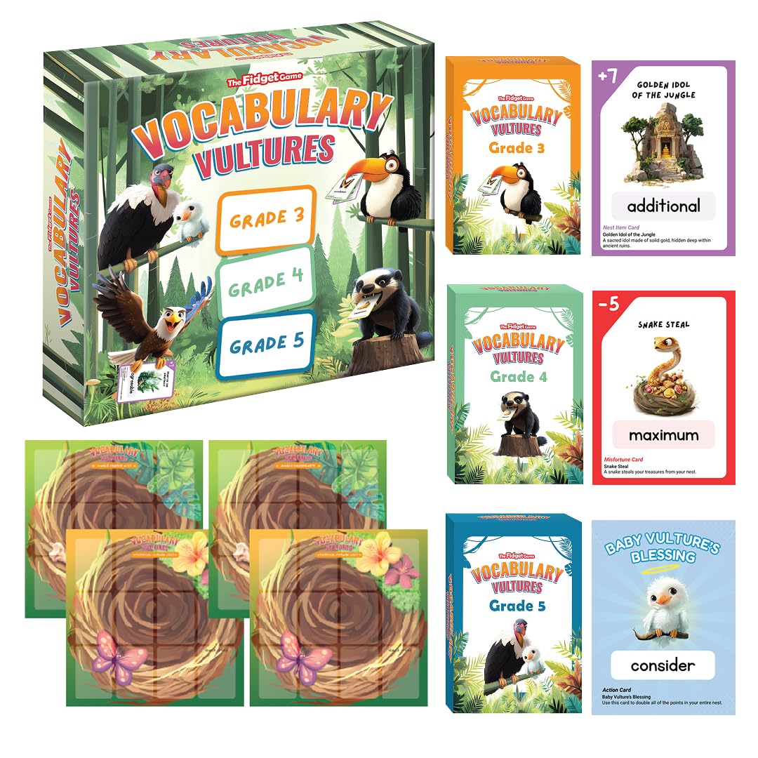 Vocabulary Vultures, Word Games for Kids Ages 8-11 | Grades 3-5, Vocabulary Builder, Reading Comprehension & Communication Skills, Tier 2 Words, Fun Educational Flash Card Game