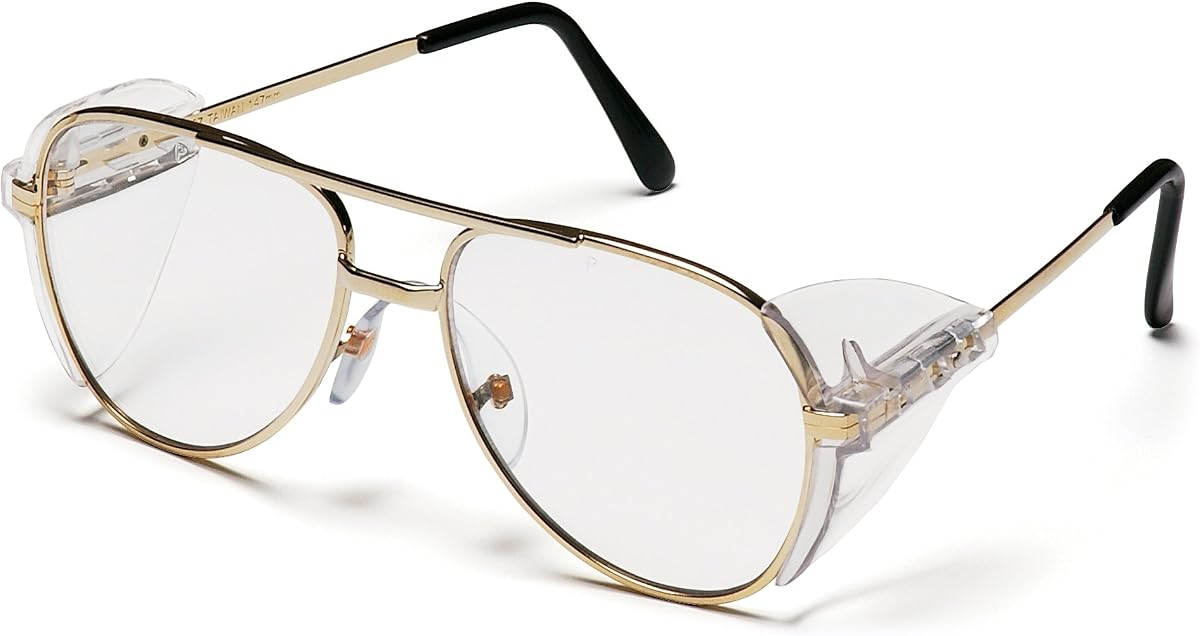 Pathfinder Aviator Safety Glasses with Gold Frame and Clear Lens