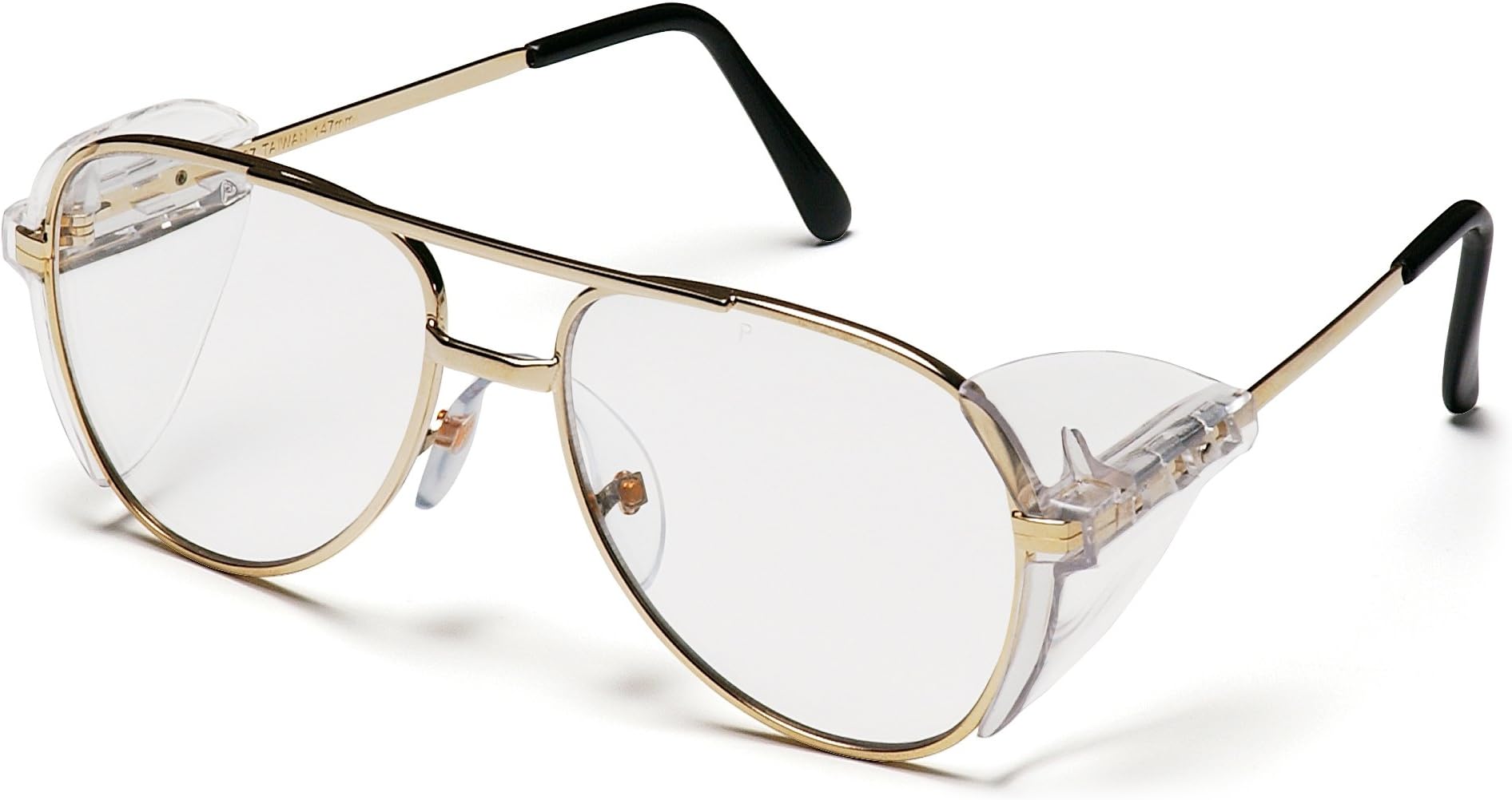 Pyramex Pathfinder Aviator Safety Glasses with Gold Frame and Clear Lens