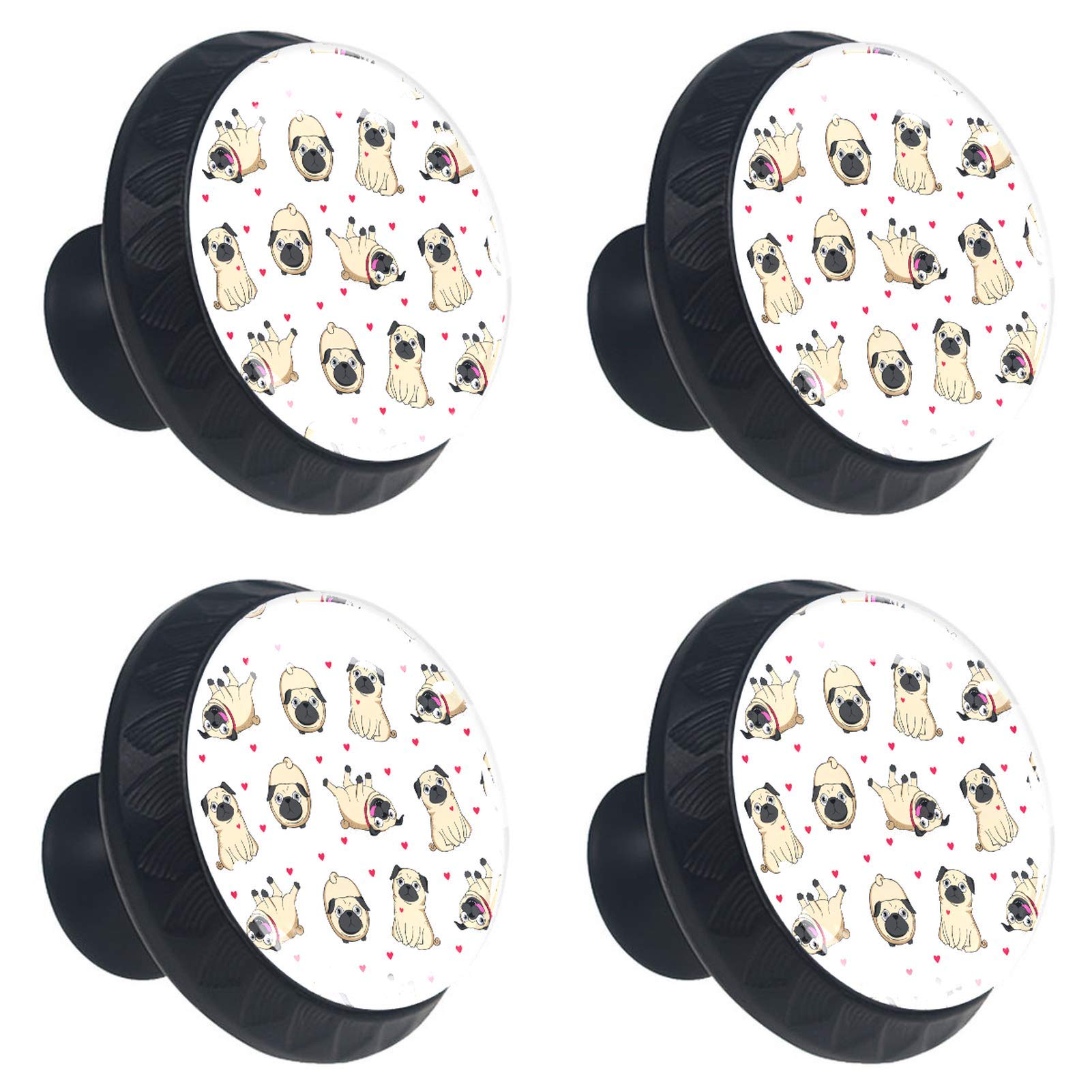 Placard de cuisine : lot de 4 boutons en verre motif chien