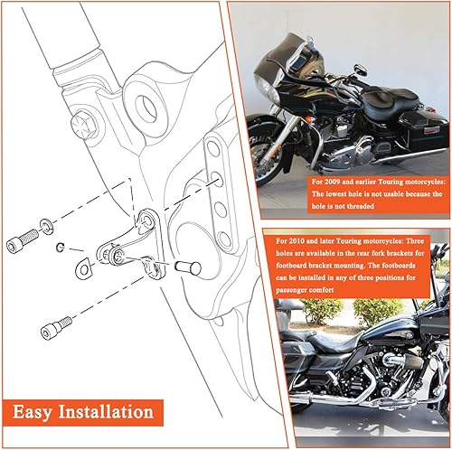 Miniatura 3 de FOVPLUE Reposapiés Mini para Pasajero, Pedales de Pasajero con Kit de Montaje para Harley Touring 1993-2025 CVO Electra Glide Road Glide Road King
