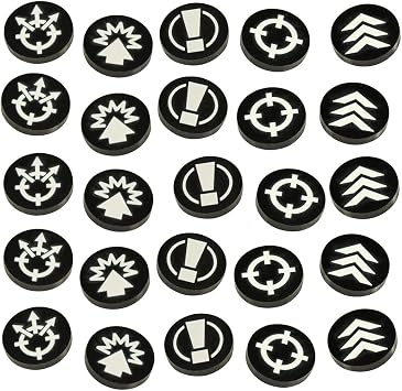 LITKO Command Token Set | Compatible with Warhammer Legions Imperialis | Order Markers | 18mm, Set of 25 | Black