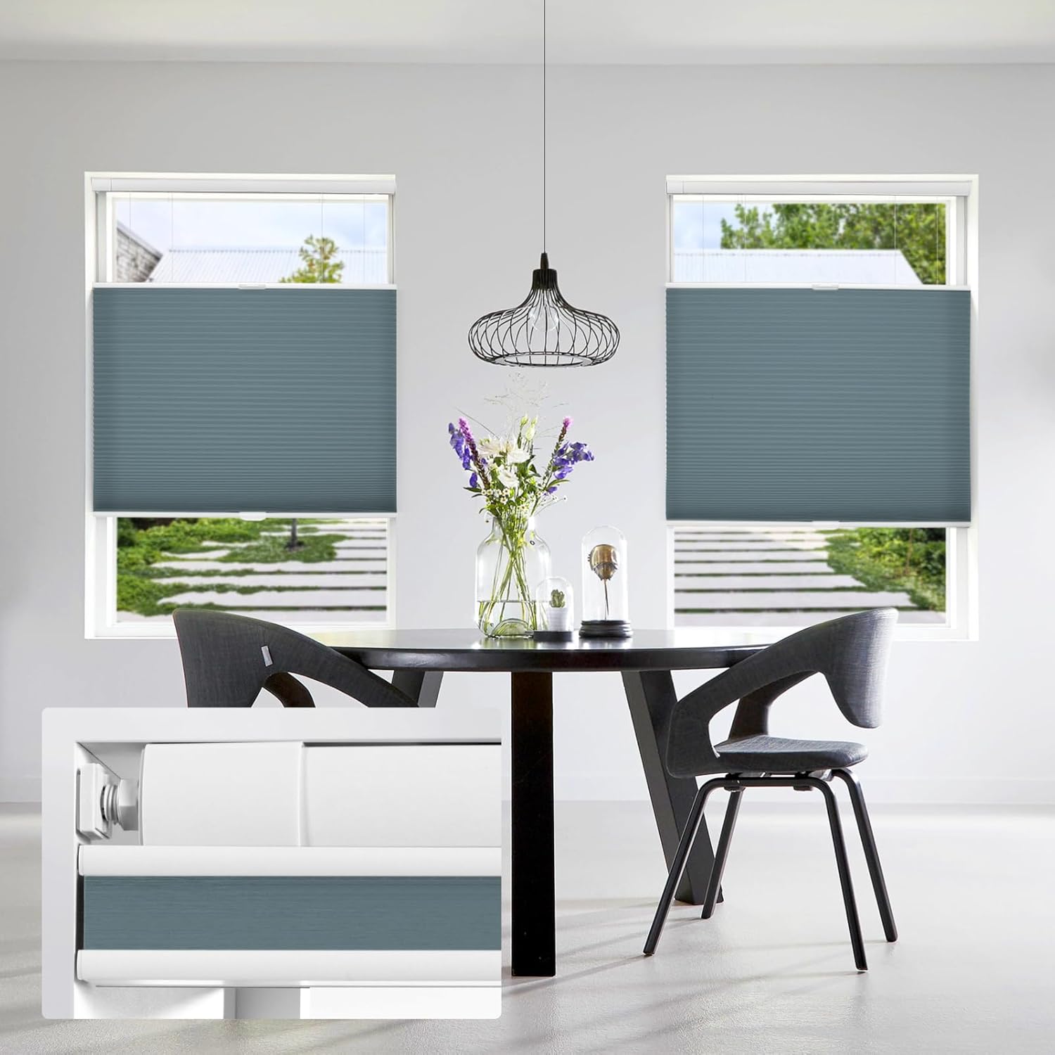 ACMEART No Drilling Cordless Cellular Shades,Top Down Bottom Up Cordless Honeycomb Blinds No Tools No Drill Easy Installation and Stylish Window Shades Khaki