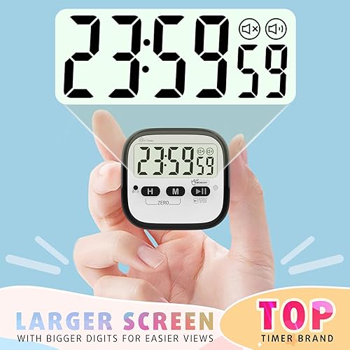 Miniatura 4 de Paquete de 2 temporizadores magnéticos de cocina para cocinar, cronómetro digital de cuenta regresiva para niños, profesores, aula, oficina,