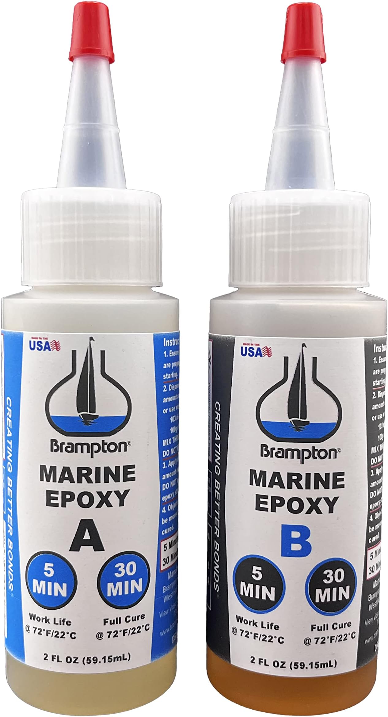 BRAMPTON TECHNOLOGY, LTD. Marine Epoxy Strong Bonding for Boat Repair - Bonds in 30 Minutes Water Resistant 4 Ounces