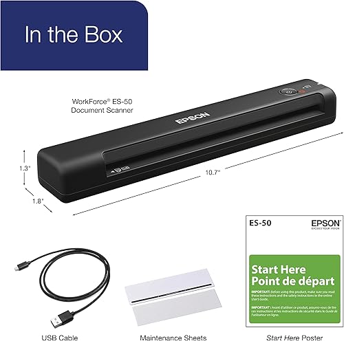 Miniatura 7 de Epson WorkForce ES-50 Escáner de documentos portátil alimentado por hojas para PC y Mac