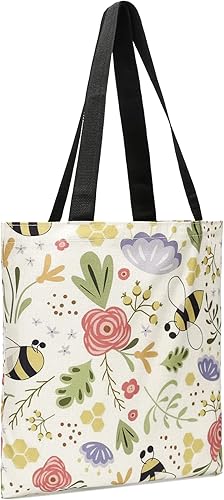 Miniatura 8 de HKAENE Bolsa de lona para mujer, bolsas de comestibles reutilizables, bonitas bolsas estéticas para regalos de Navidad, compras y playa (mariposa