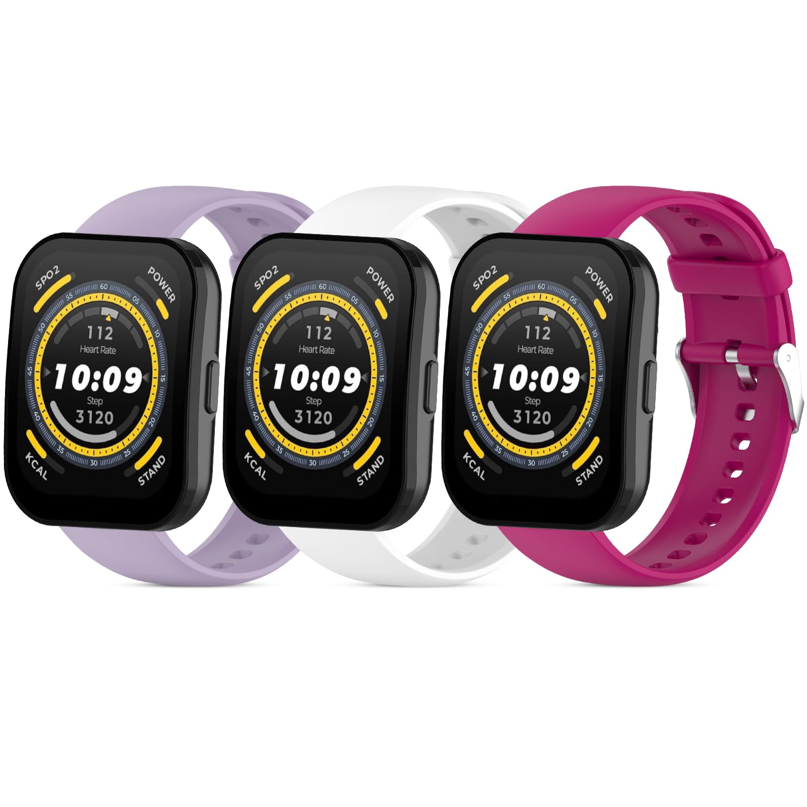 3 Pieces Straps Compatible with Amazfit Bip 5 Bracelet, 22 mm Soft and Breathable Silicone Sports Strap Amazfit Bip 5 Straps Interchangeable Bracelets
