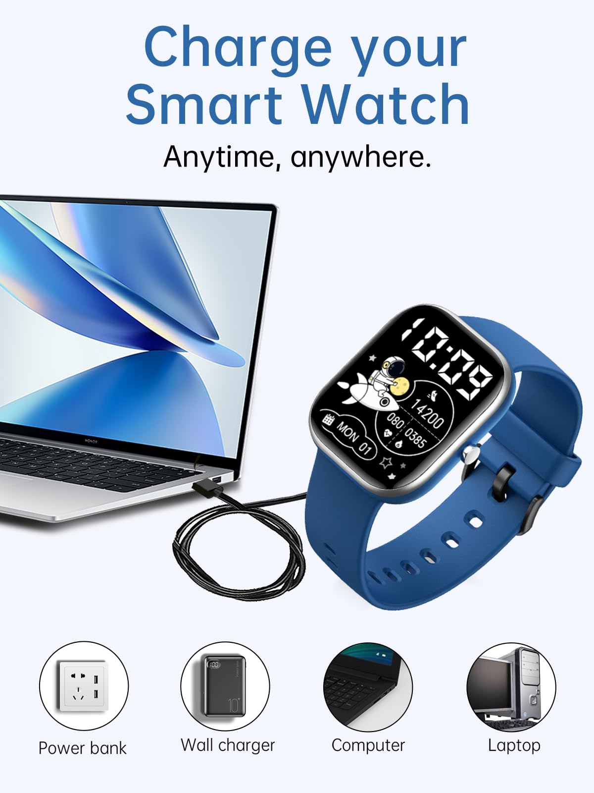 Ladekabel für Nyonio H97 Smartwatch für Kinder mit Fitness-Tracker, magnetisches USB-Ladekabel, Ersatz-Ladegerät, kompatibel, 2 Stück