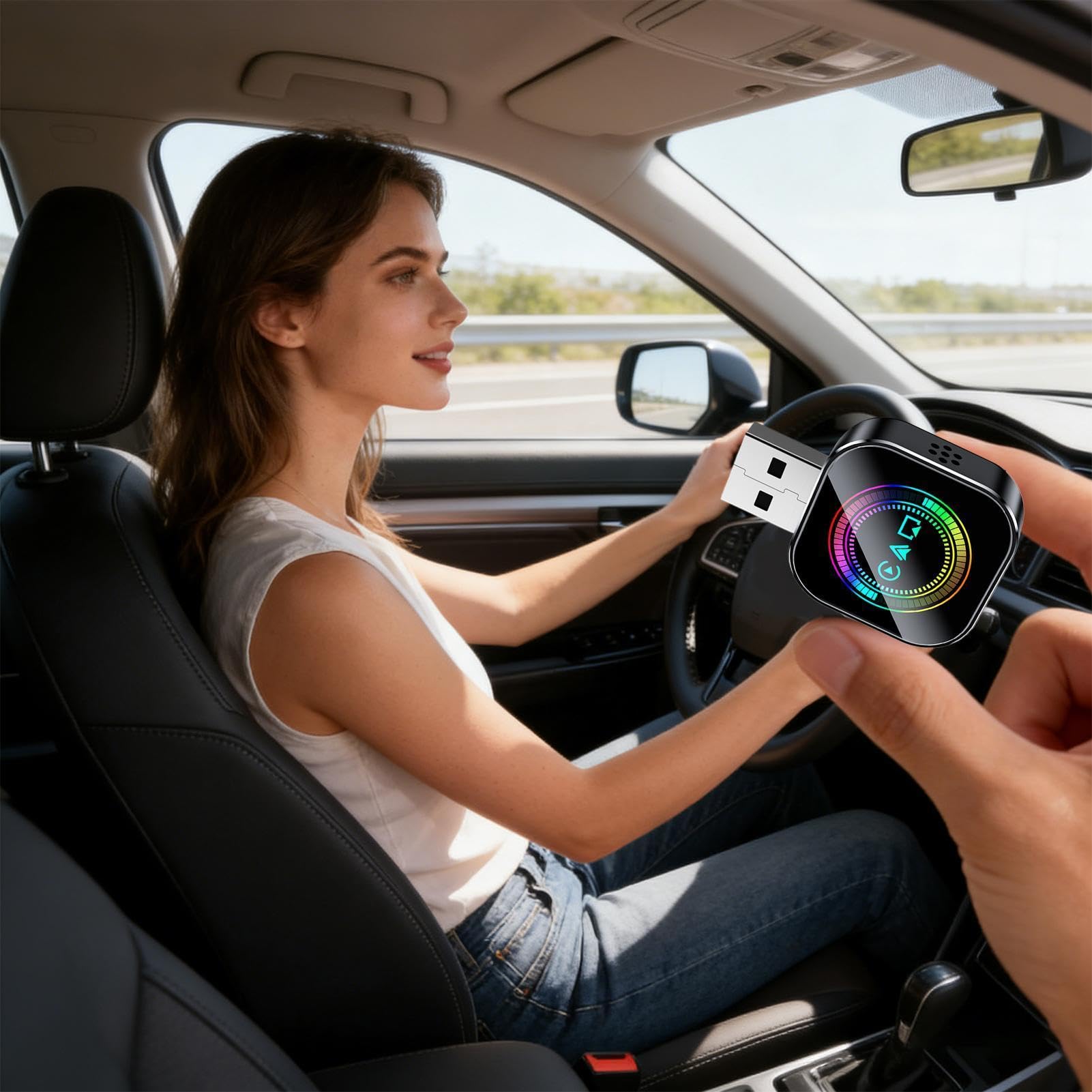 Adaptador Inalámbrico para Coche Convertidor Plug And Play Sin Retraso | Adaptador para Pantalla de Coche Para Viajes Diarios Trayectos Largos Conducción Urbana Navegación En