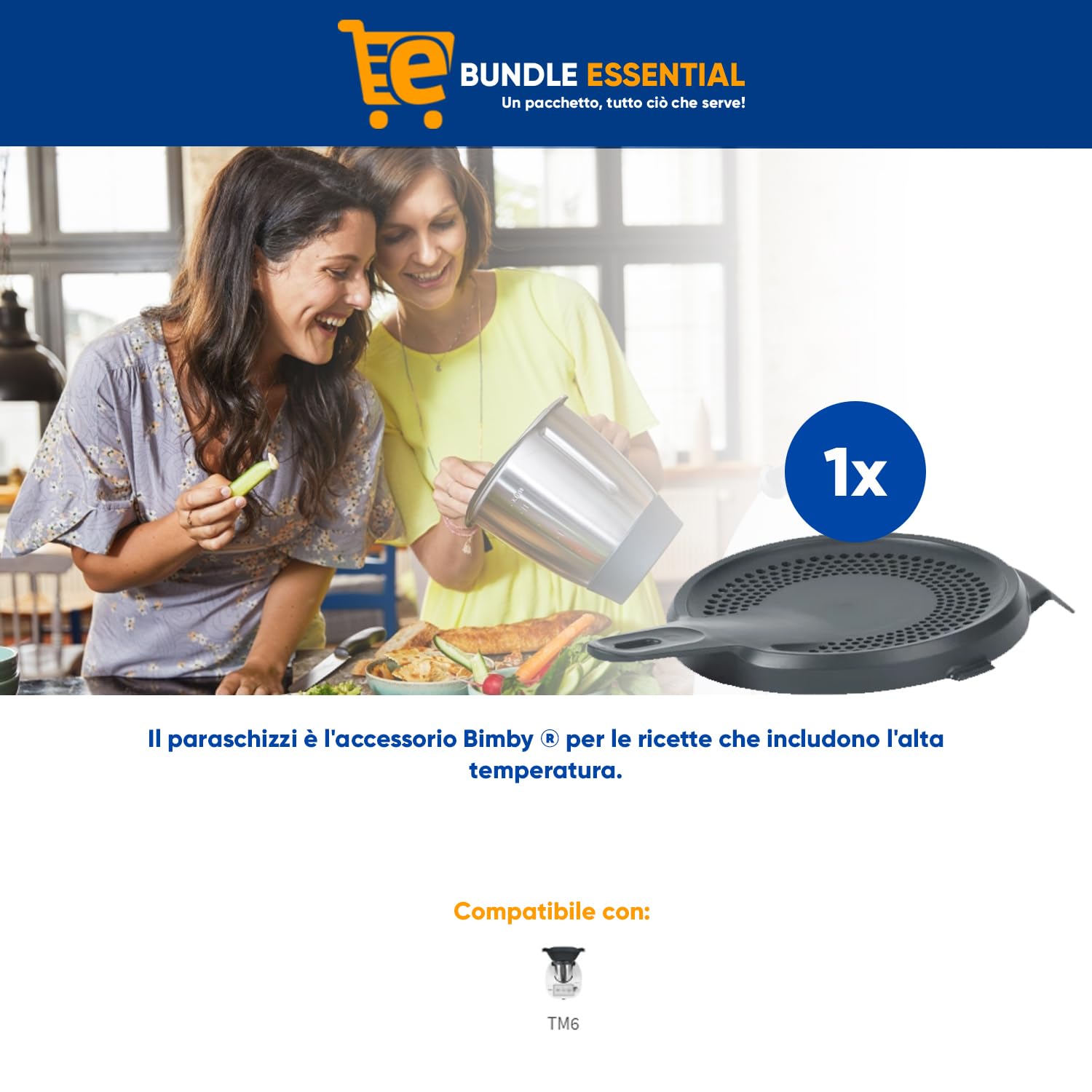 eRicambi Bundle Essential, Kit Accessori per Vorwerk Bimby TM6, Misurino, Farfalla TM6/TM5/TM31, Paraschizzi e Spatola TM6/TM5/TM31, Originale Sicuro per Uso Alimentare