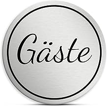 Gäste Schild rund, 7cm in silber, selbstklebend, wetterfestes Hinweisschild