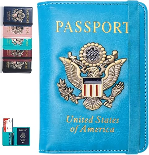Funda para pasaporte, cartera de viaje con bloqueo RFID, carteras para pasaporte, organización de pasaporte familiar, funda personalizada para