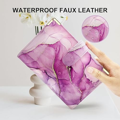 Miniatura 5 de Carpeta A6 recargable de piel sintética con 6 anillas, cubierta para cuaderno pequeño para papel de relleno A6, cubierta de planificador personal de