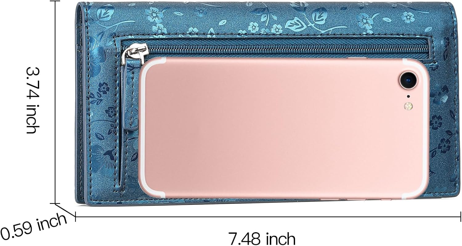 GOIACII Wallets for Women RFID Blocking Ultra Slim Leather Credit Card Holder Clutch - Image 4