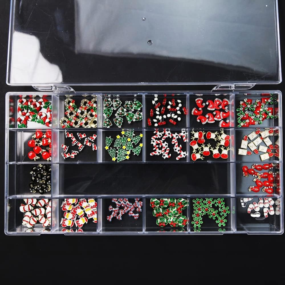 200Pcs 3D Christmas Nail Art Rhinestone Gems Metal Santa Claus Snowman Elk Nail Charms for DIY Nail Diamond Luxury Nail Jewelry - (Color: 200pcs)