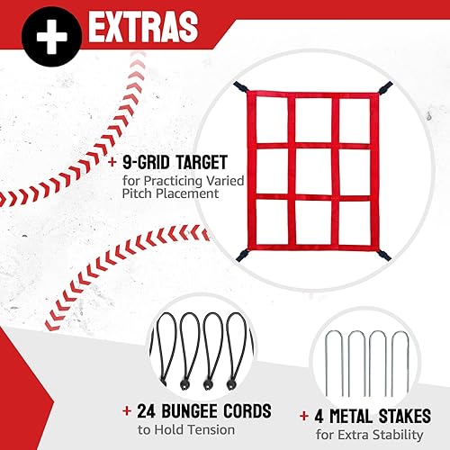 Miniatura 6 de Baseball Rebounder Net, 35 Adjustable Angles 4x4.5FT Pitch Back Baseball Softball Volleyball Rebounder with 2 Strike Zones, UV Resistant, Pitchback