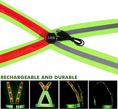 Miniatura 6 de TAGVO LED Reflective Safety Vest with Storage Bag USB Charging LED Reflective Vest Night Light up Vest Adjustable Elastic Running Gear Reflector