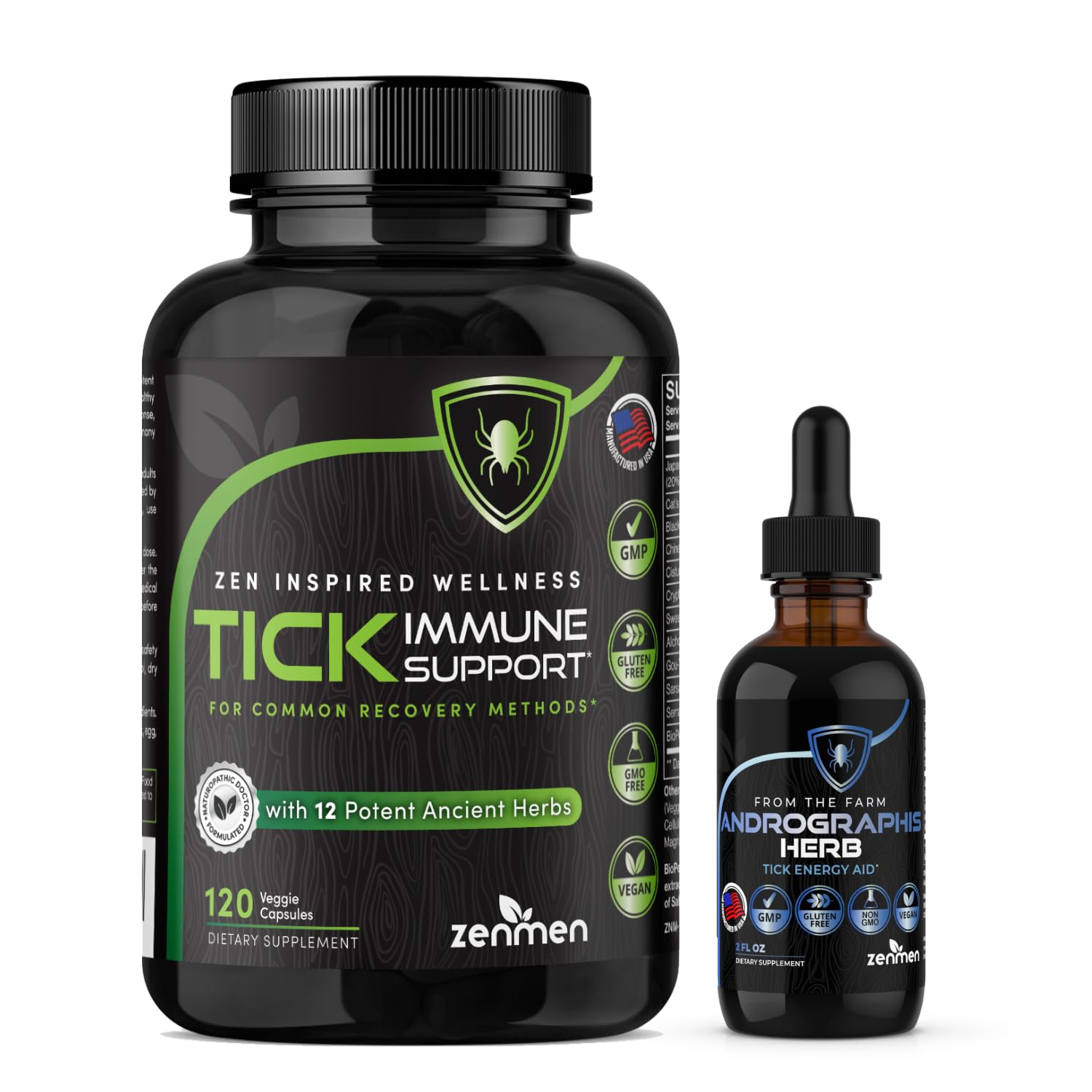 Zenmen Tick Immune Support and Andrographis Organic Tincture Bundle