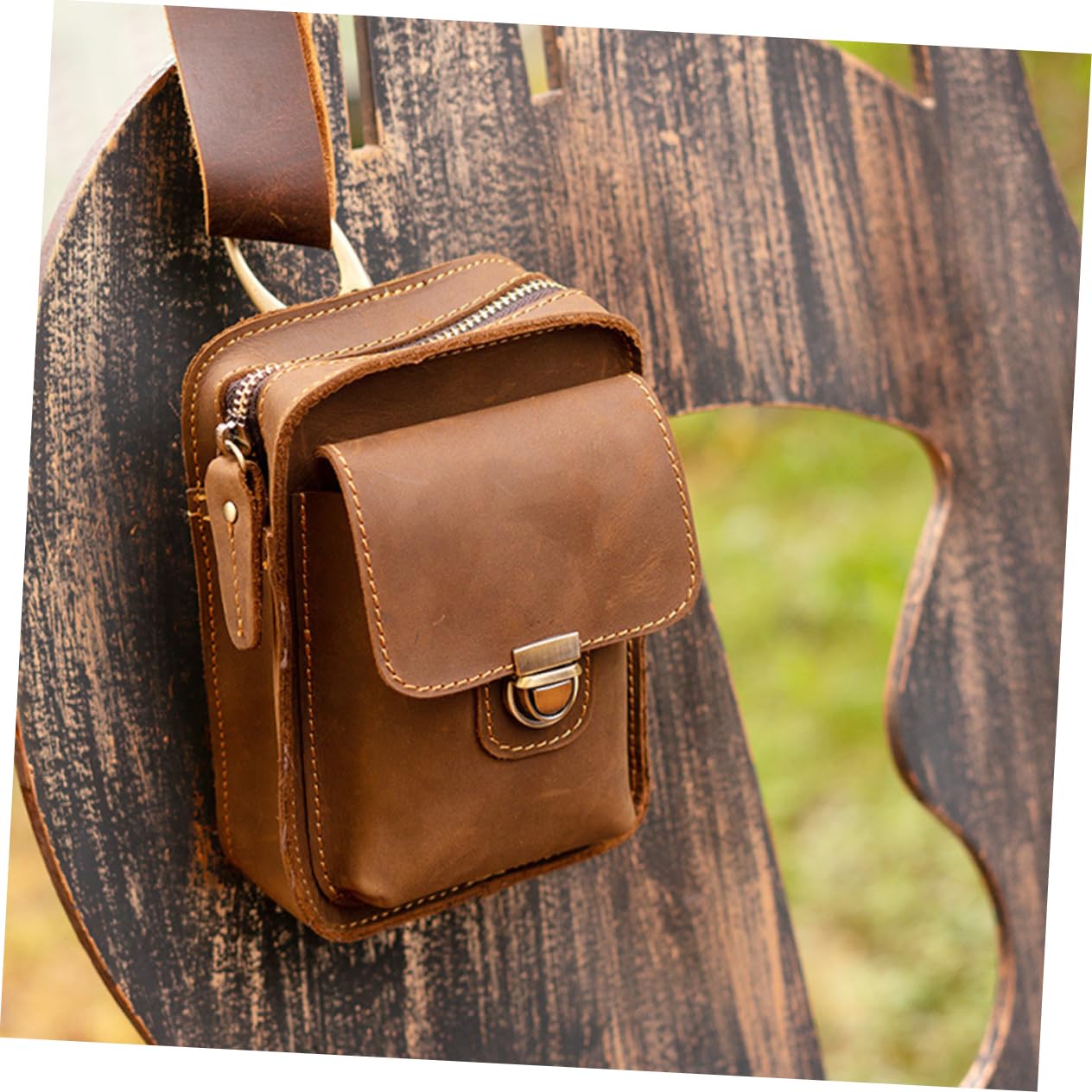 Toyvian Marsupio per Telefono in Cuoio Marrone, Borsa Vintage Outdoor