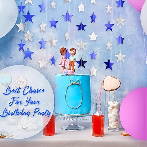 Miniatura 123 de Patelai Guirnalda de estrellas con purpurina decorativa de 130 pies para colgar en banderines de estrellas, telón de fondo para regreso a casa, Rojo