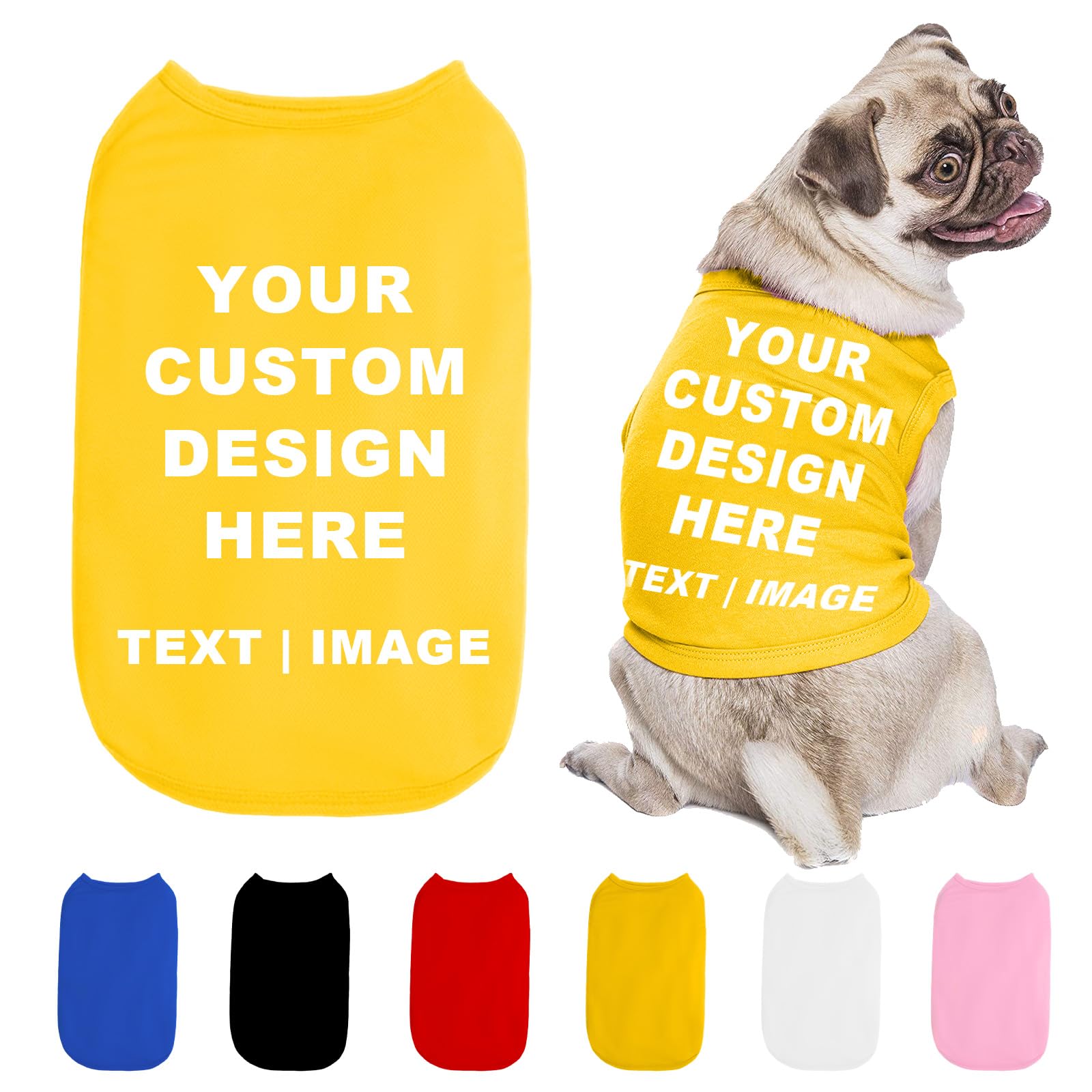 Custom Dog Shirt Personalised Dog T-Shirt with Text Logo Image Name Print Customised Breathable Summer Clothes for Small Medium Large Dogs