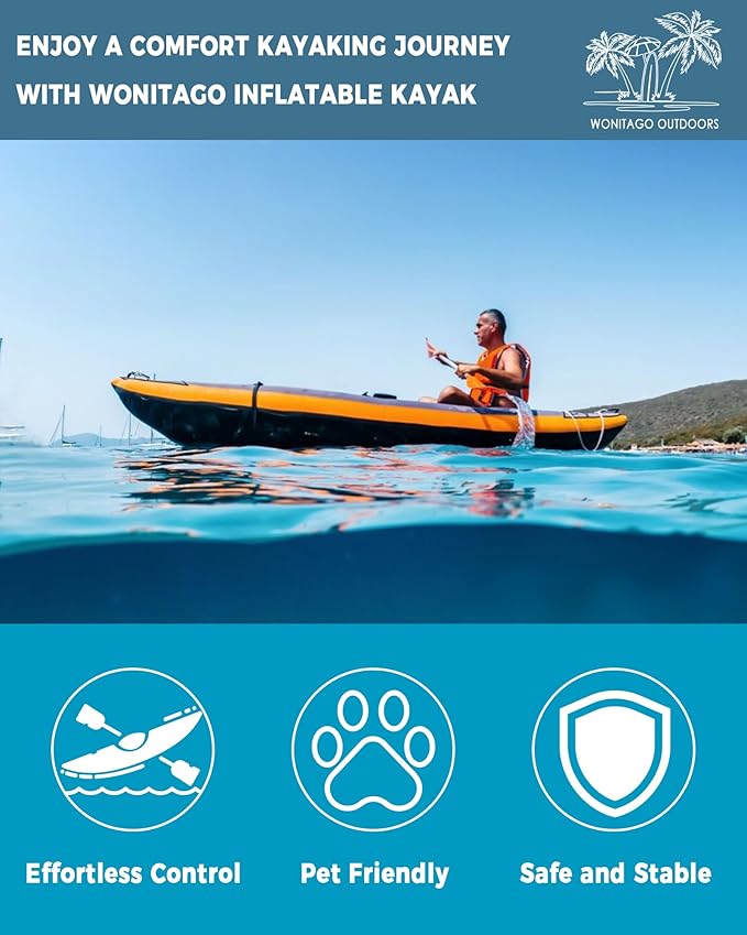 Kayak Inflable Portátil 1/2 Persona WONITAGO Tandem Marrón miniatura 5