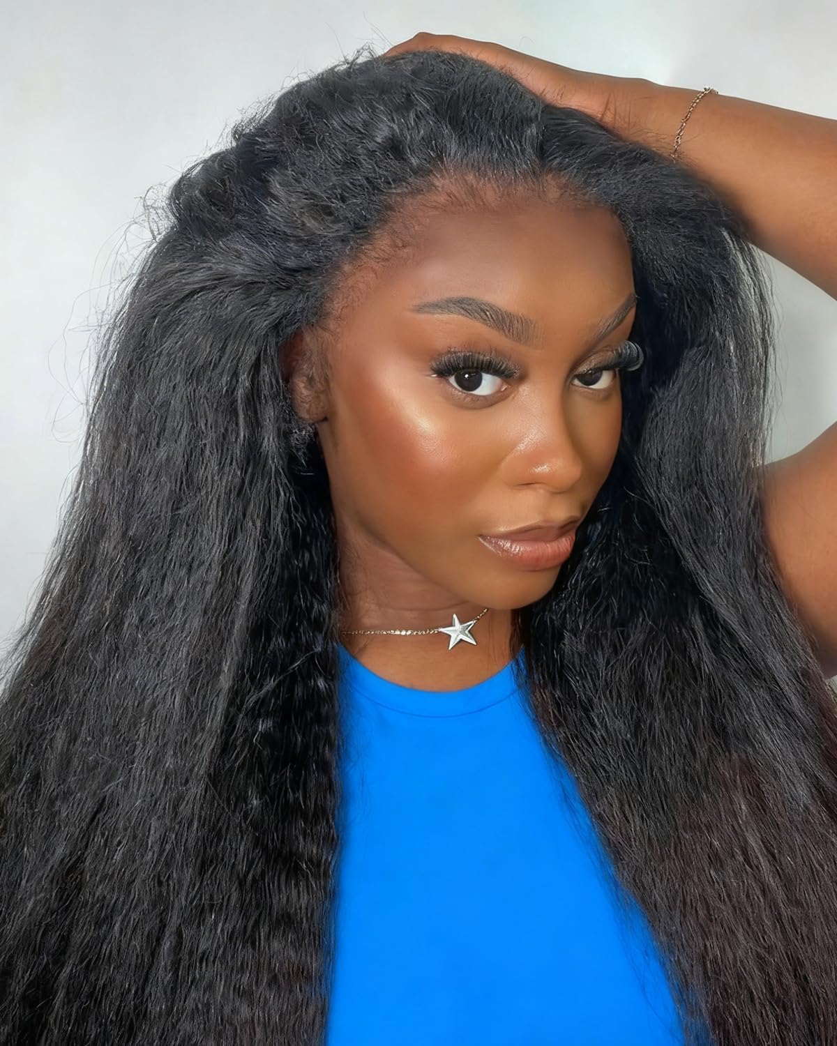 Half Wig Human Hair 3 In 1 Seamless Flip Over Half Wigs With Drawstring Half Wigs for Women Human Hair Glueless Wear and Go Half Up Half Down Headband Wig Human Hair(22 Inch,Jet Black)