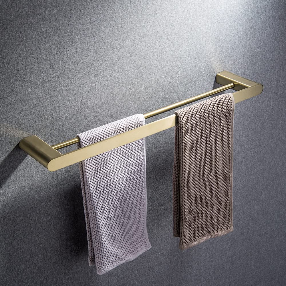Estantes de baño Toallero de toallero Material de acero inoxidable dorado Toalleros cuadrados de una sola palanca, toallero simple de 60 cm montado en la pared Toallero para baño Cocina (Color : Singl