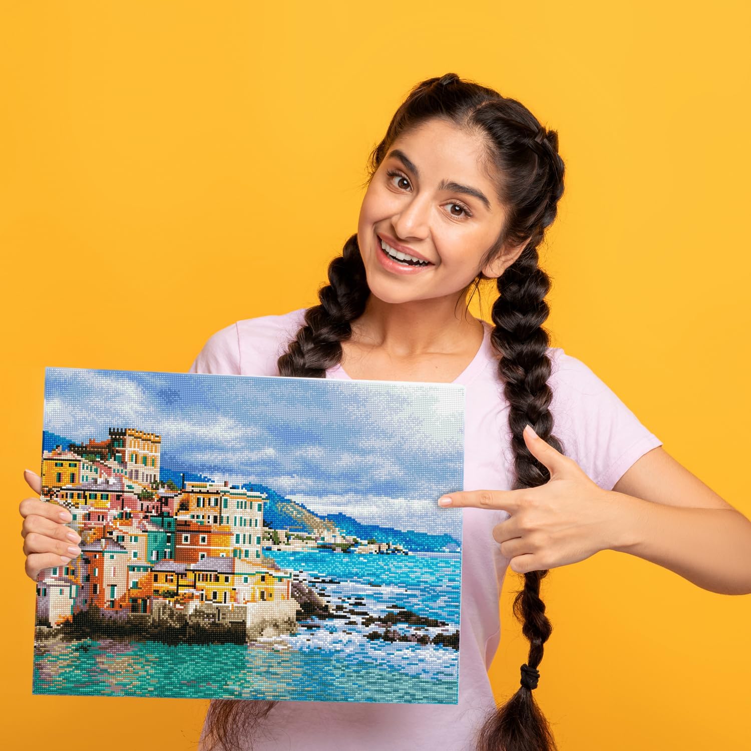 DIAMOND DOTZ Winter Day View- Boccadasse- Genoa- Italy Diamond Painting Kits for Adults - Diamond Art Kits a Relaxing Creative Craft Kit with Dotz Gems 18.5x24.8