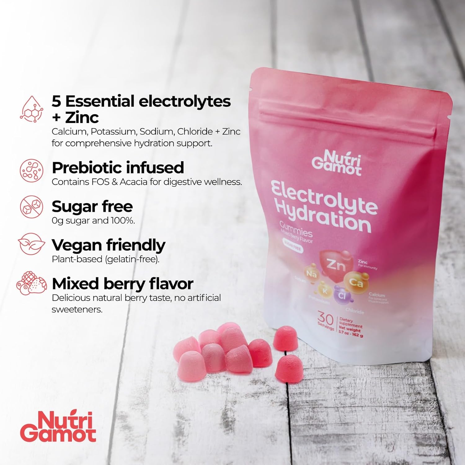 Electrolyte Hydration Gummies Sugar Free | Mixed Berry Flavor - 5 Essential Electrolytes for Runners, Post-Workout Recovery & Endurance – Energy Support Chews, Great Taste, 60 Gummies - Image 3