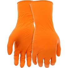PIP Grippaz Engage 7 Mil Nitrile 12" Disposable Gloves 50-Pack, Fish Scale Grip, Chemical & Grease Resistant, Orange, Medium 67-307/M