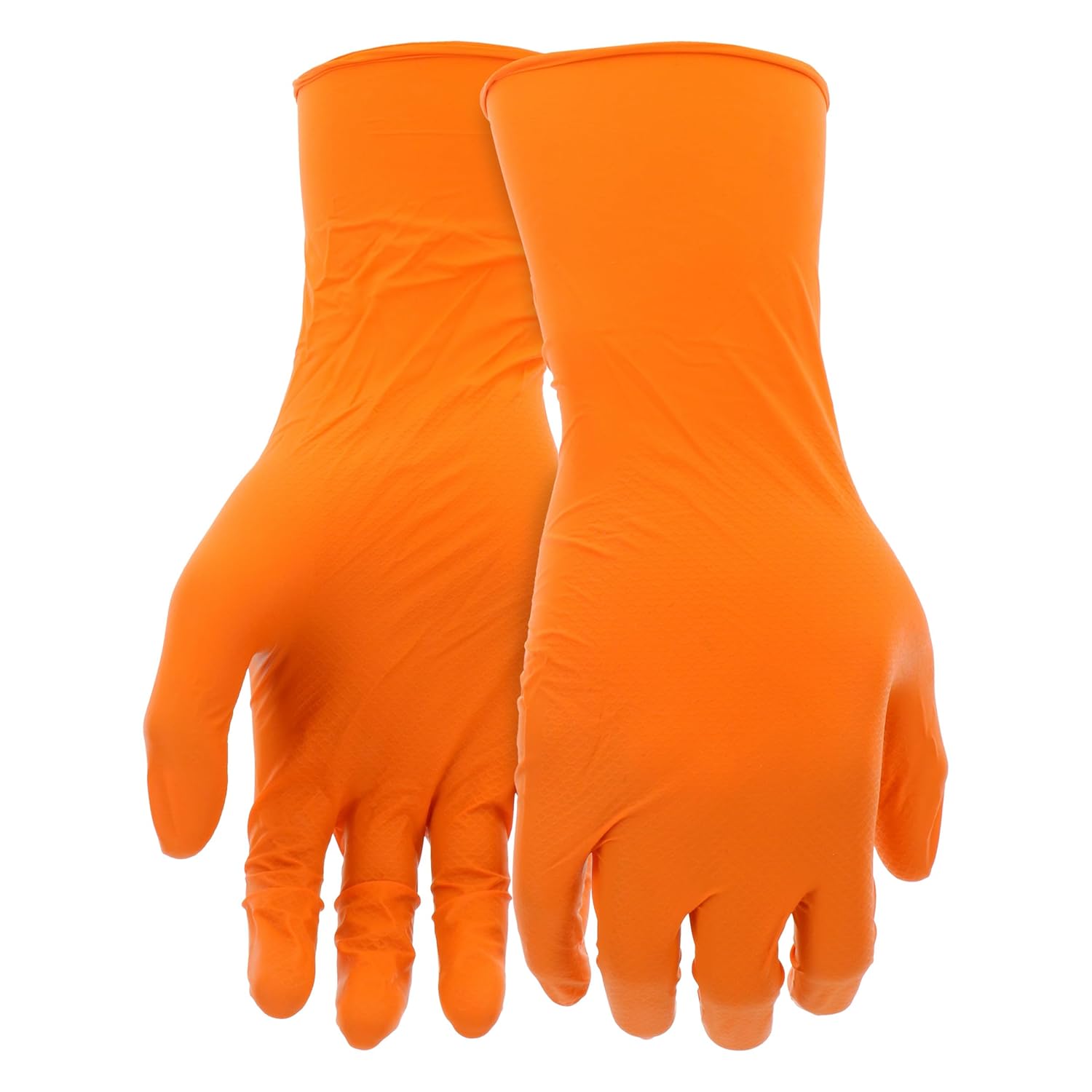 PIP Grippaz Engage 7 Mil Nitrile 12" Disposable Gloves 50-Pack, Fish Scale Grip, Chemical & Grease Resistant, Orange, 2X-Large (67-307/2XL)