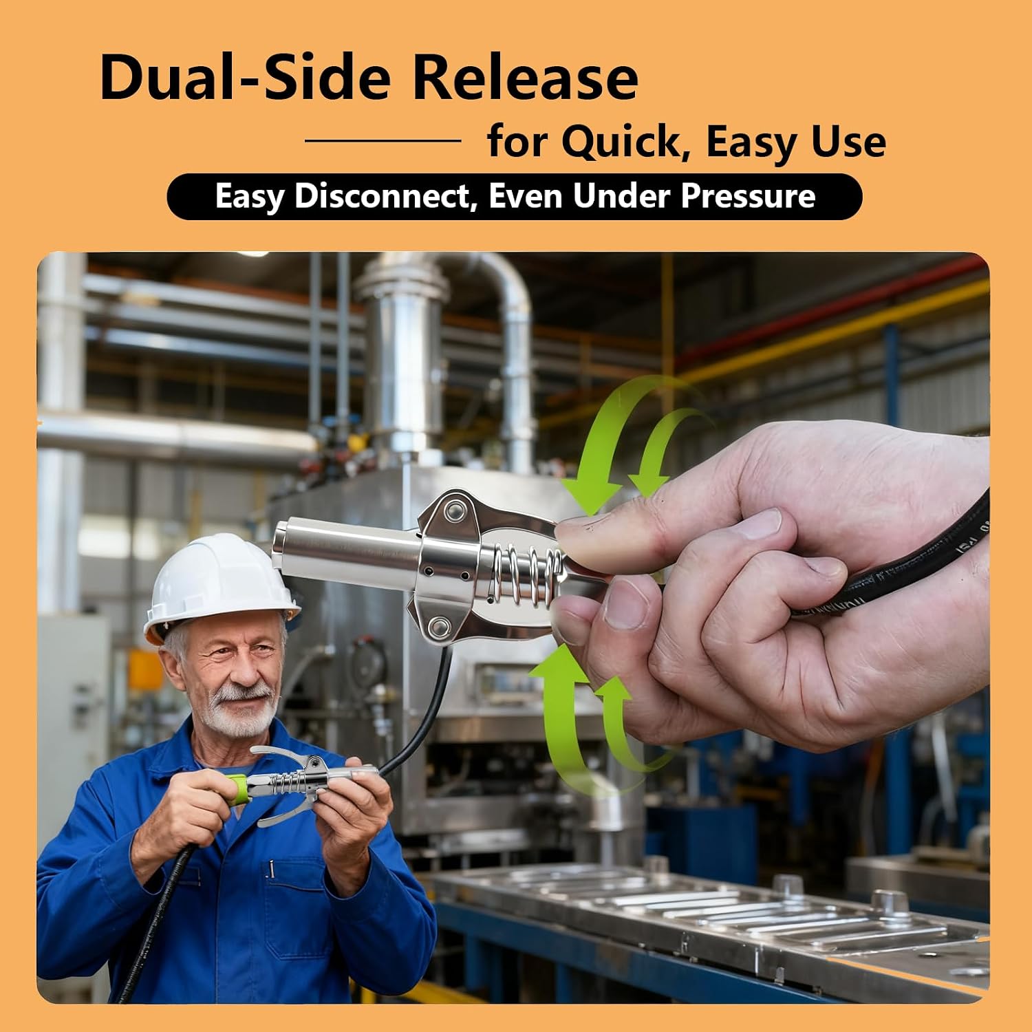 High Pressure Grease Gun Coupler, Standard 1/8" NPT Thread Lubrication Nozzle Fitting, Leak-Resistant Design for Automotive and Industrial Grease Guns