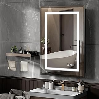 20"X30" Bathroom Medicine Cabinet with Mirror, LED Lighted Medicine Cabinet with Anti-Fog, 3 Colors Temperature Stepless Dimmable, Metal Cabinet for Storage and Mordern Decor, Black