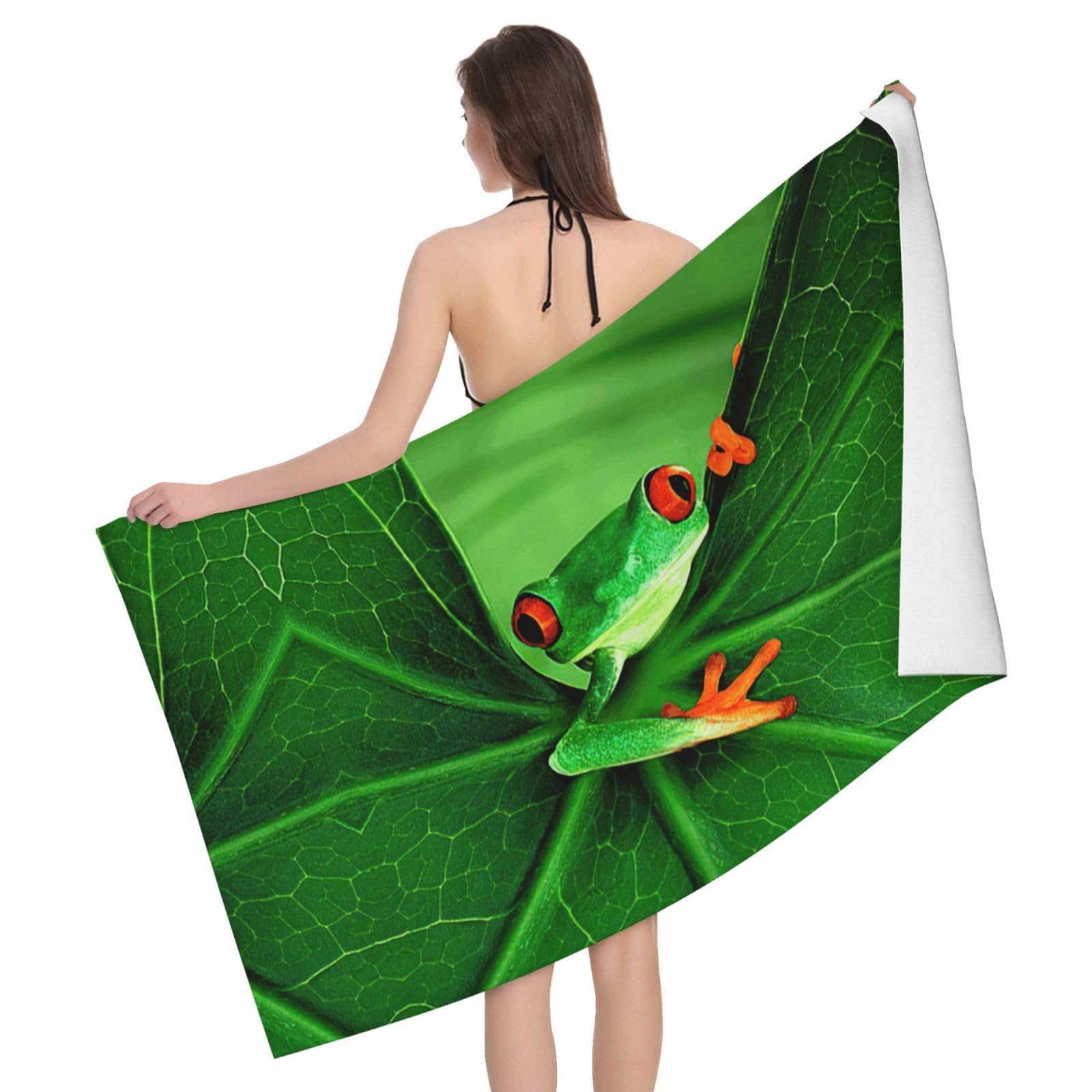 Serviettes de bain en microfibre imprimées grenouilles salle de bain