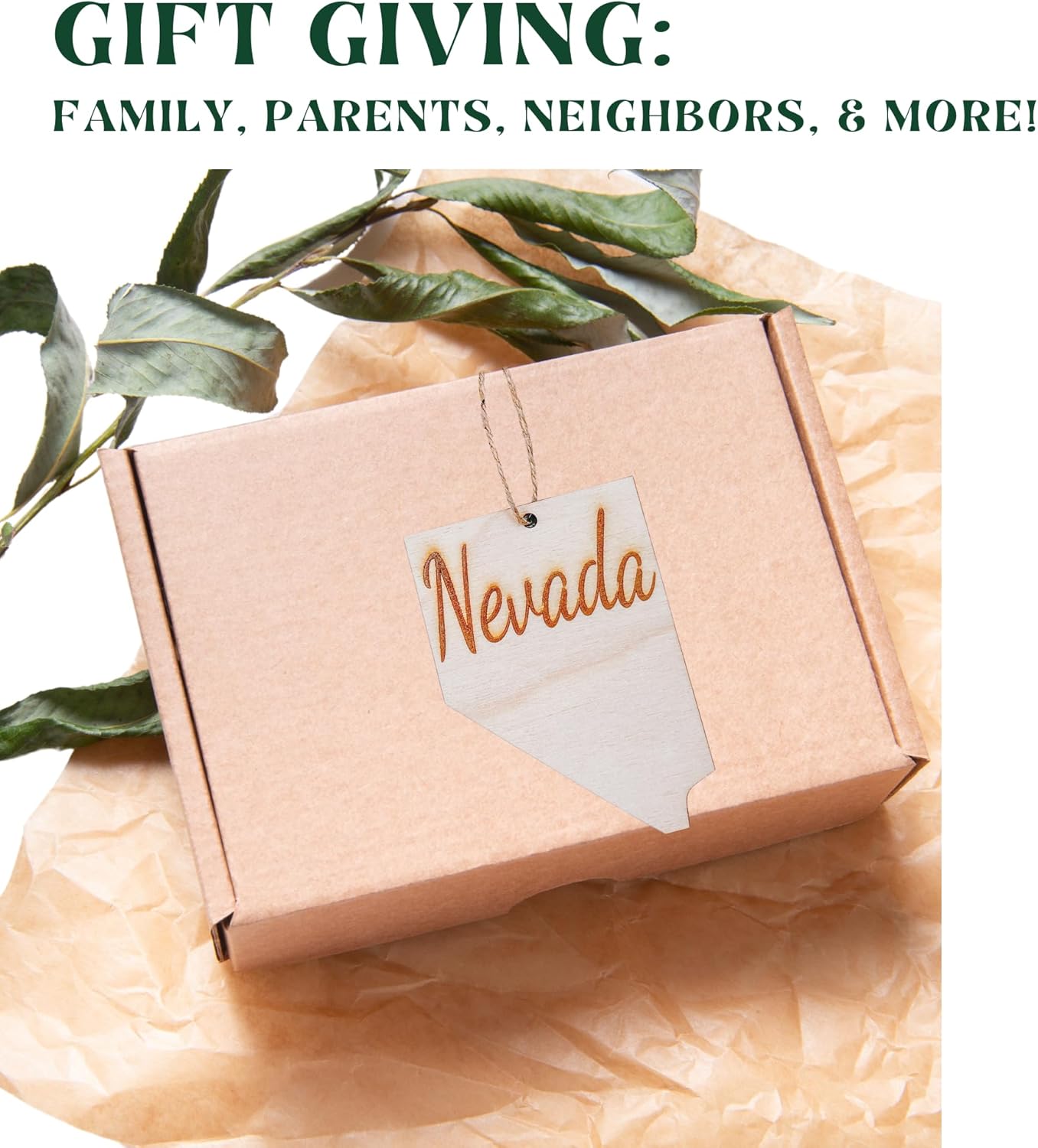 State Christmas Ornaments, Wooden Tree Holiday Decor, Unfinished Wood 2024 Cutout Shapes, United States Pride Gift Giving for Family, Neighbors, Coworkers (Nevada) - Image 3