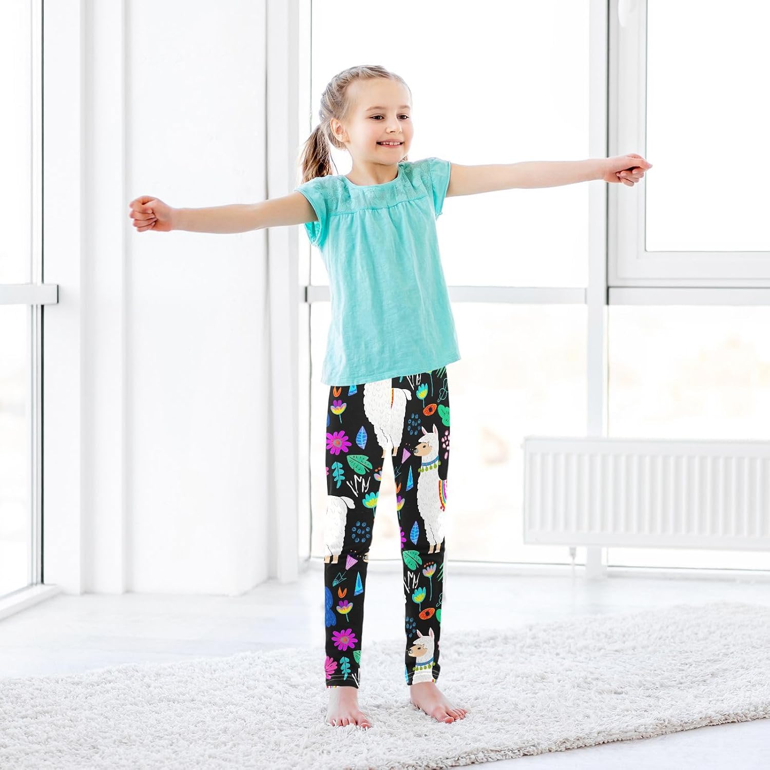 GAIREG Dance Leggings for Girls Cute Llama Colorful Cartoon