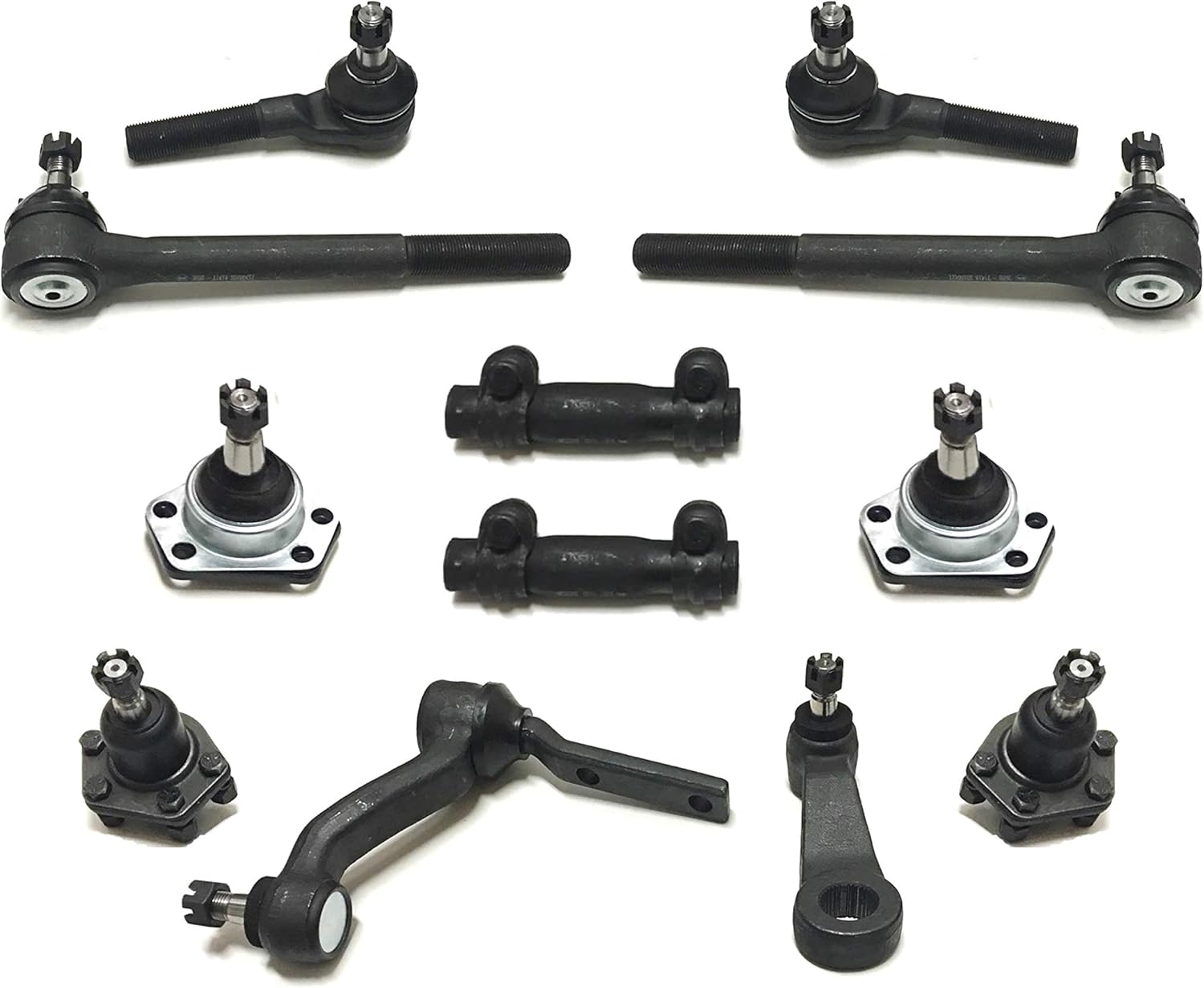 PartsW - Front Tie Rod Ends Adjusting Sleeves Idler Pitman Arm Ball Joints Complete Steering & Suspension Kit 12 Pcs Compatible with 4WD Models Fits Chevrolet Blazer/S10/S10 Blazer 4WD Models