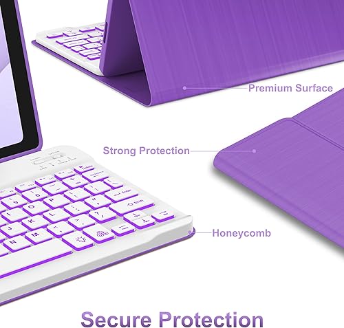 Miniatura 5 de IVEOPPE Funda de teclado retroiluminada para Samsung Galaxy Tab A8 de 10.5 pulgadas 2022, teclado Bluetooth inalámbrico desmontable magnético con