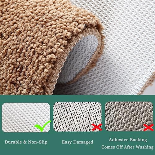 Miniatura 5 de Alfombra de baño de 16 x 24 pulgadas, microfibra de felpa lanuda absorbente de agua, lavable a máquina, antideslizante y suave, color café