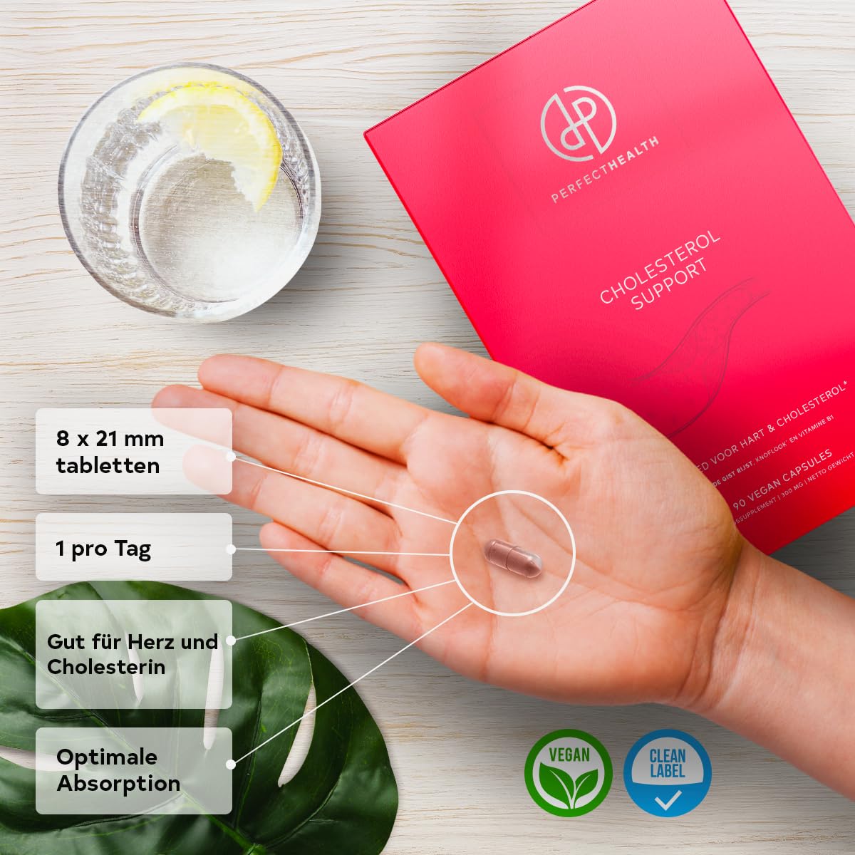 Perfect Health Vegan Rotschimmelreis Kapseln – 90 Stück Rote Hefe Reiskapseln - Cholesterinunterstützung – Co-Enzym Q10 & Knoblauchextrakt – Vitamin B1 für Herzgesundheit